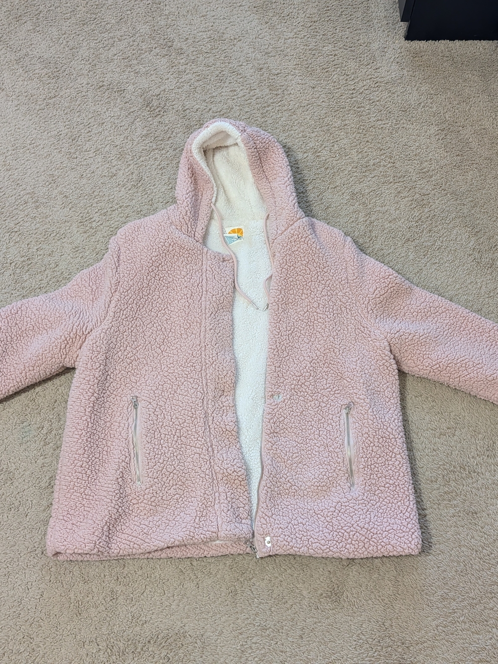 C&C California 1X Light Pink Sherpa Hooded Puffer Jacket